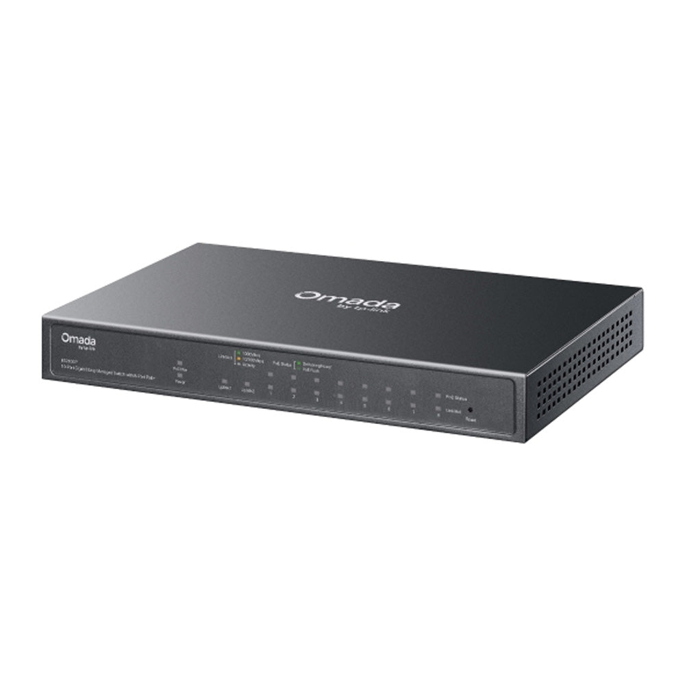 TP-Link ES210GP Omada 10-Port Gigabit Easy Managed Switch 8-Port PoE+ 63W Budget SFP RJ45 Combo Port Fanless Metal Casing