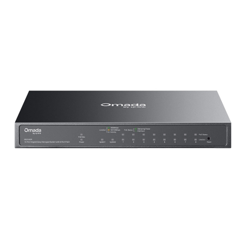 TP-Link ES210GP Omada 10-Port Gigabit Easy Managed Switch 8-Port PoE+ 63W Budget SFP RJ45 Combo Port Fanless Metal Casing