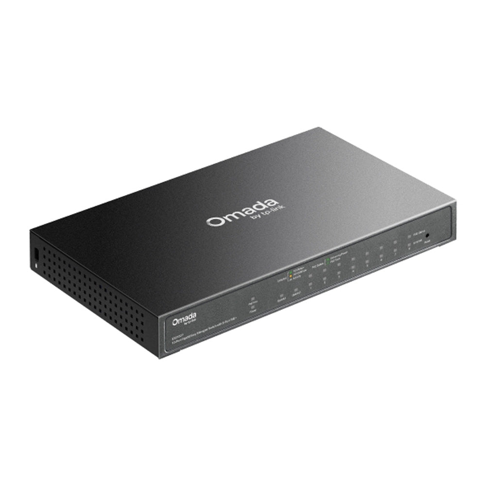 TP-Link ES210GP Omada 10-Port Gigabit Easy Managed Switch 8-Port PoE+ 63W Budget SFP RJ45 Combo Port Fanless Metal Casing