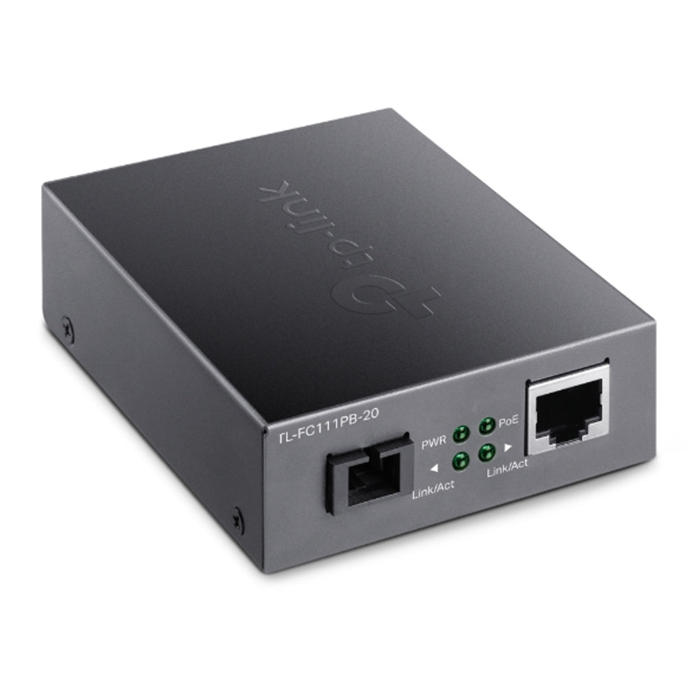 TP-Link TL-FC111PB-20 10/100Mbps WDM Media Converter with 1-Port PoE IEEE 802.3af 20km Single Mode 1310nm TX 1550nm RX