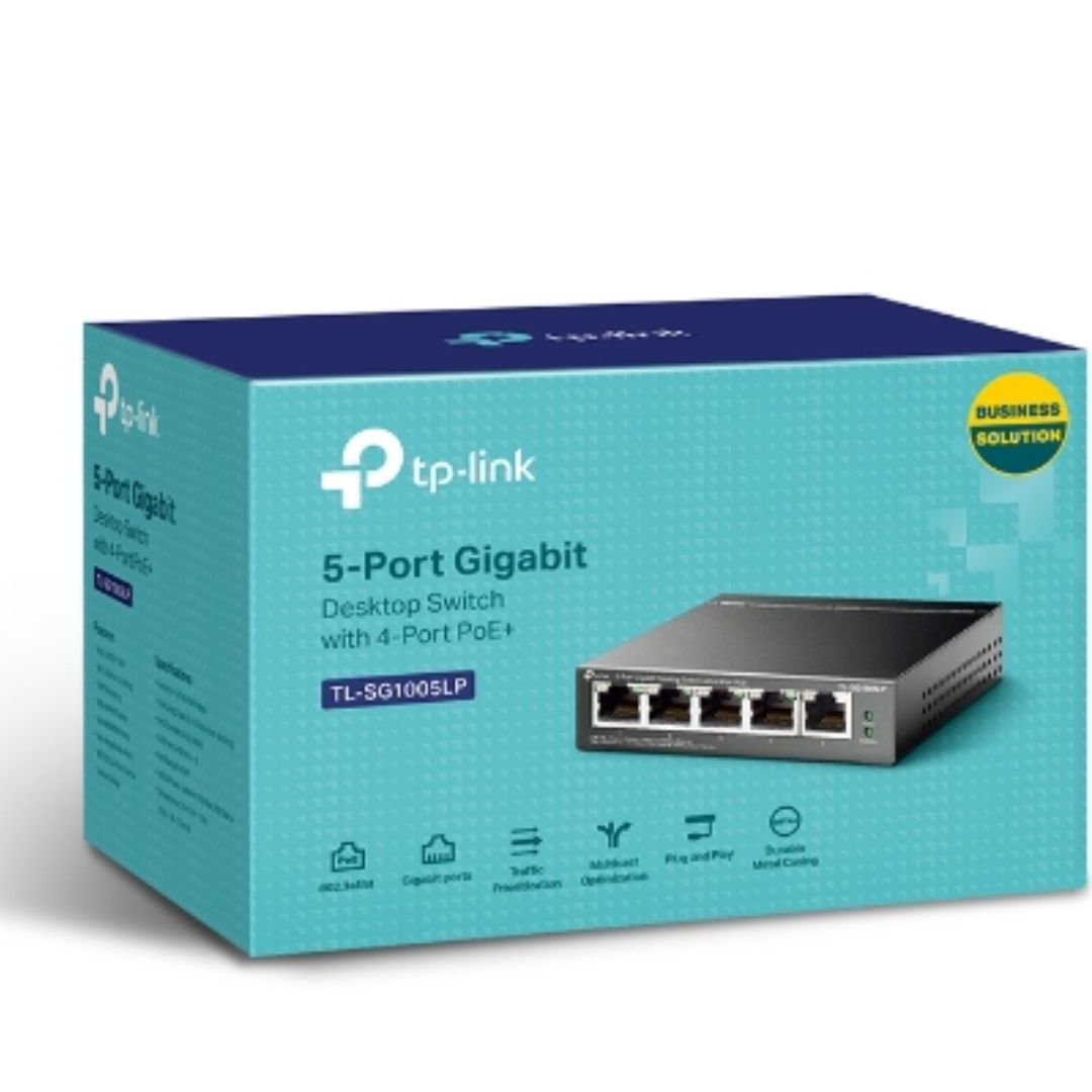 TP-Link 5-Port Gigabit Desktop Switch with 4 PoE+ Ports Up To 40W Total Up To 30W Each Port 802.3af at Plug and Play