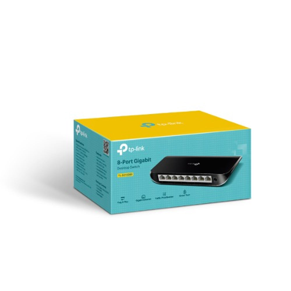 TP-Link TL-SG1008D 8 Port Gigabit Unmanaged Switch Desktop Wall Mounting Plastic Case 802.1p DSCP QoS