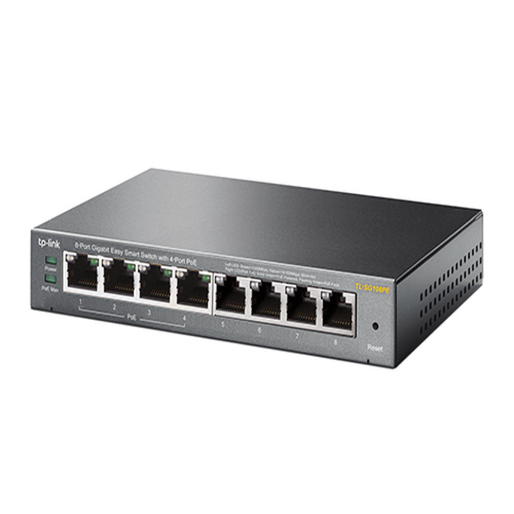 TP-Link TL-SG108PE 8 Port Gigabit Easy Smart Switch with 4 Port PoE 55W IEEE 802.3af Fanless VLAN Features