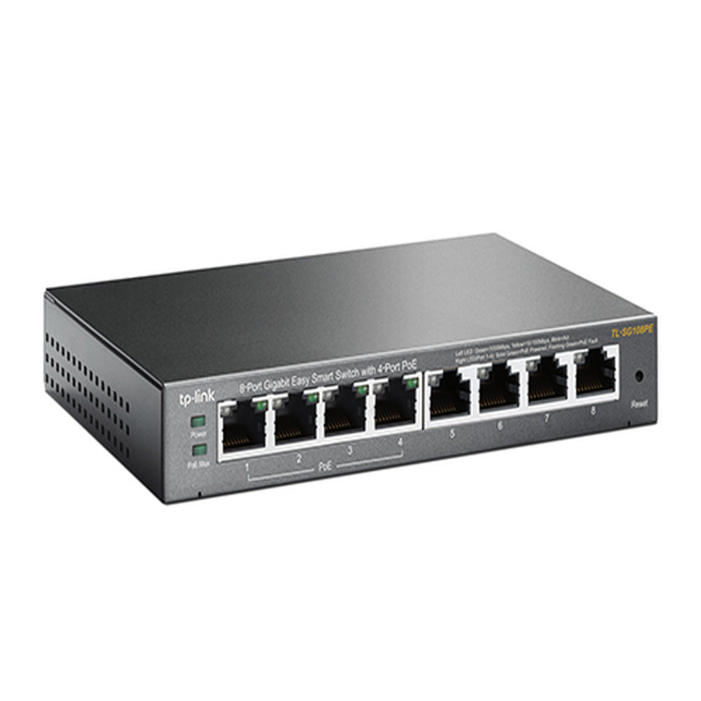 TP-Link TL-SG108PE 8 Port Gigabit Easy Smart Switch with 4 Port PoE 55W IEEE 802.3af Fanless VLAN Features