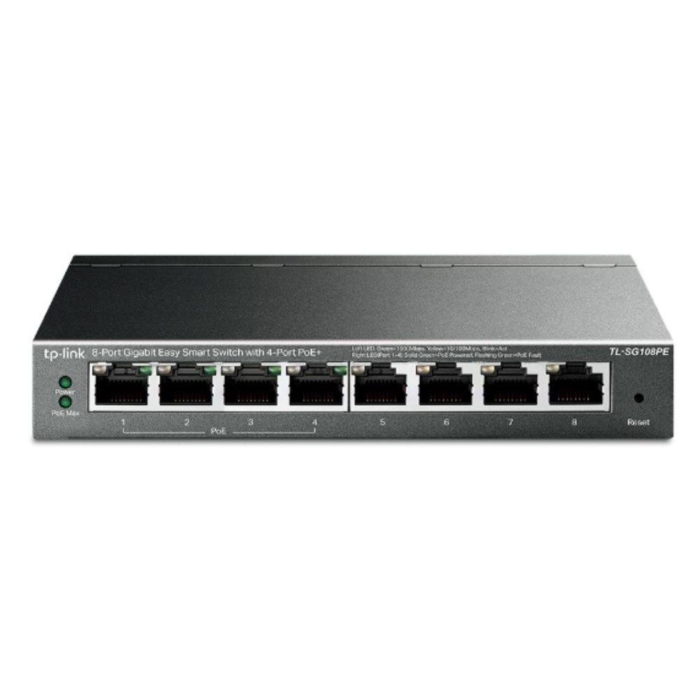 TP-Link TL-SG108PE 8 Port Gigabit Easy Smart Switch with 4 Port PoE 55W IEEE 802.3af Fanless VLAN Features