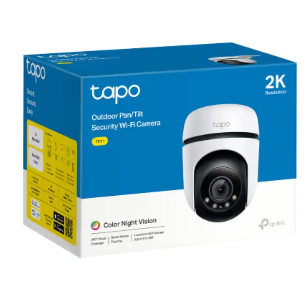 TP-Link TC41 Outdoor Pan/Tilt Security WiFi Camera, 2K, Colour Night Vision, 360Â° Visual Coverage, Smart Motion Tracking, Multiple Detection