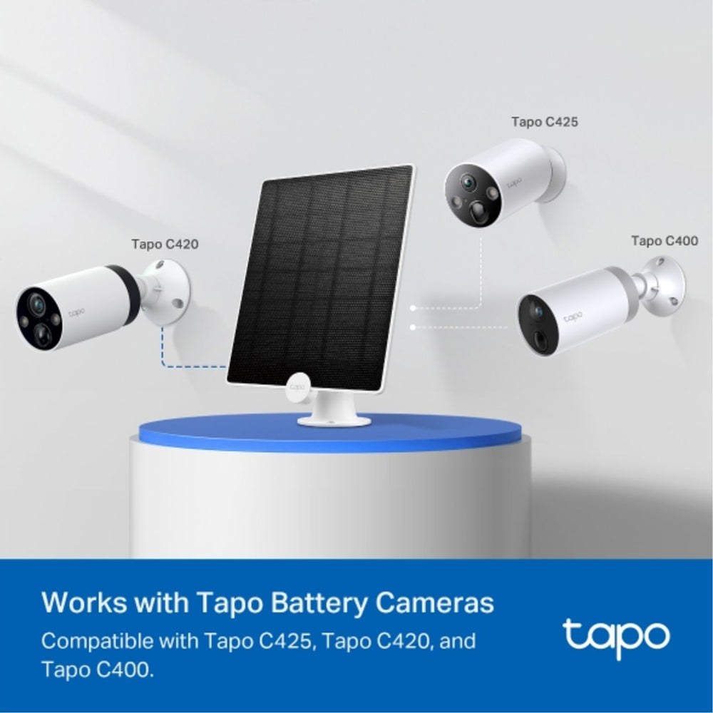 TP-Link Tapo Solar Panel Up to 4.5W Charging Power IP65 Weatherproof 4m Charging Cable 360° Adjustable Mounting Bracket