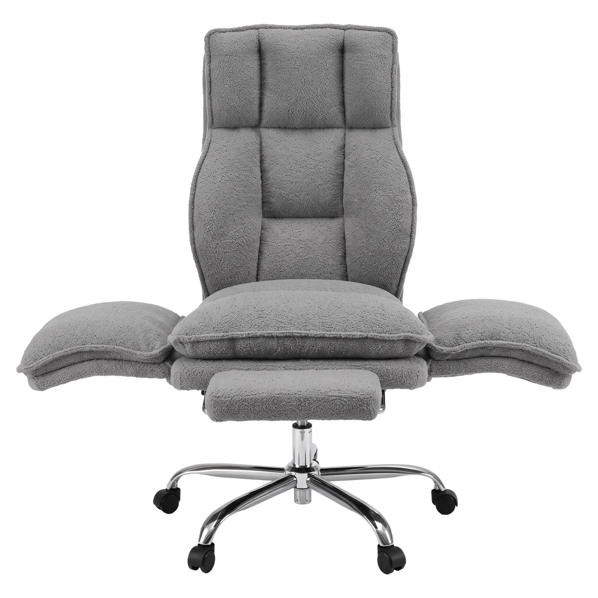 Artiss Big & Tall Criss Cross Office Chair Flip Armrests Foot Rest Teddy Grey
