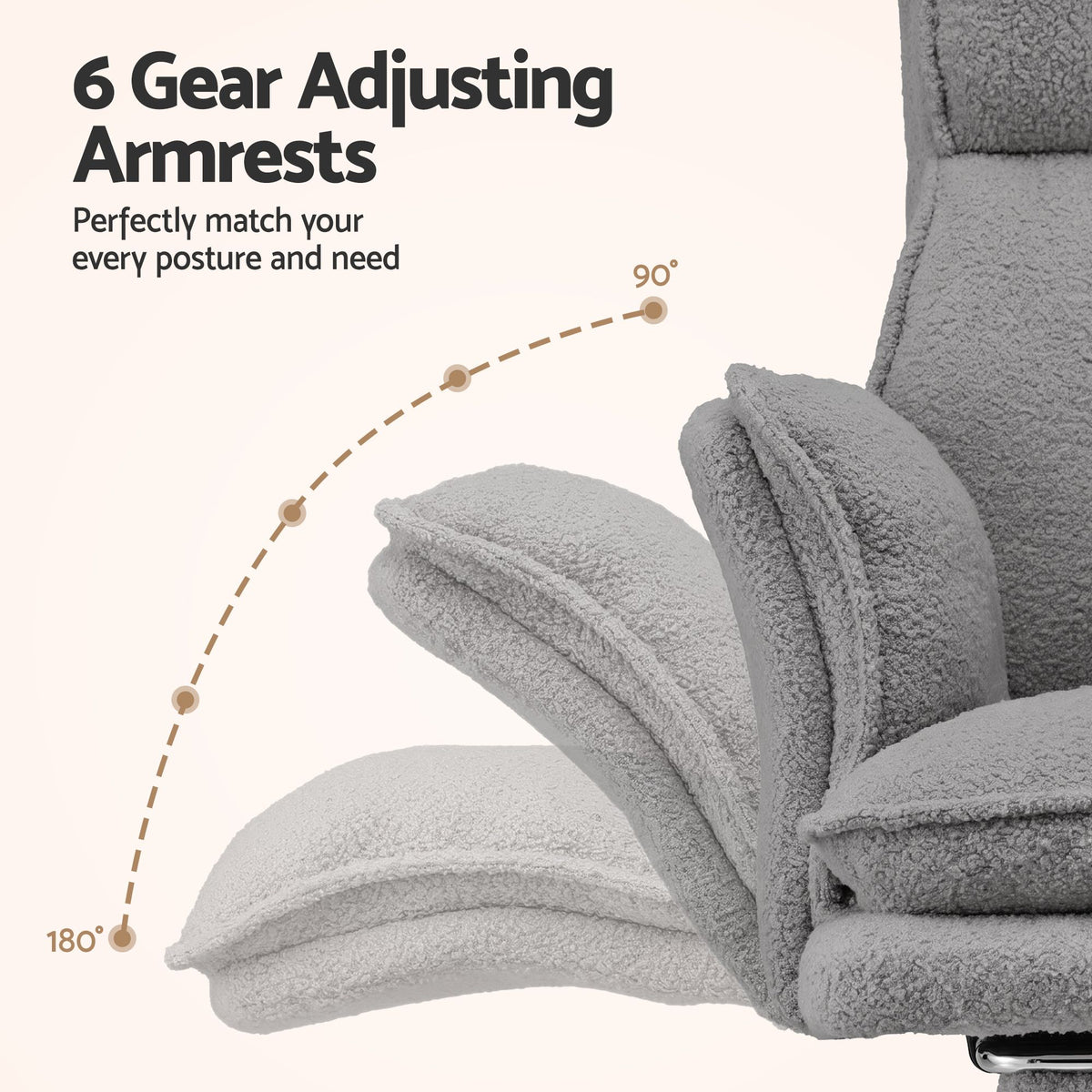 Artiss Big & Tall Criss Cross Office Chair Flip Armrests Foot Rest Teddy Grey
