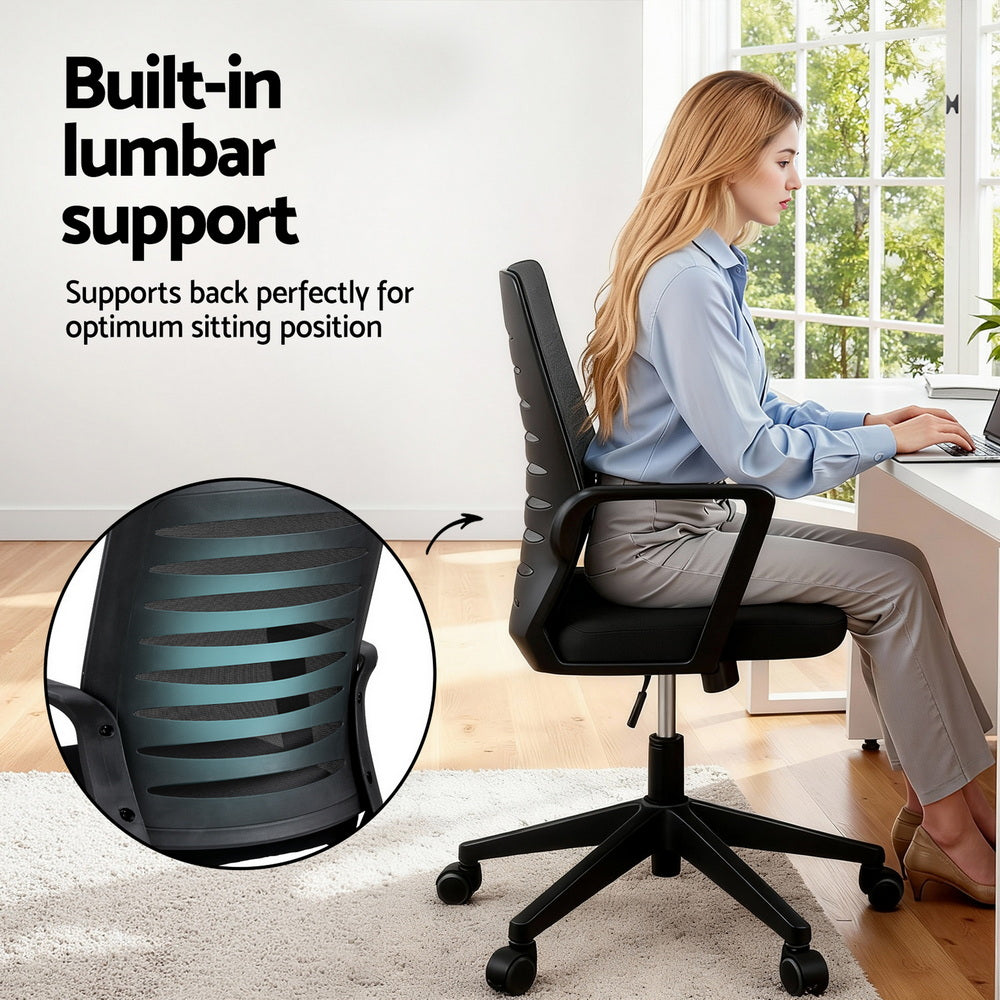 Artiss Ergonomic Office Chair Mesh Computer Desk Chairs with Lumbar Support Black