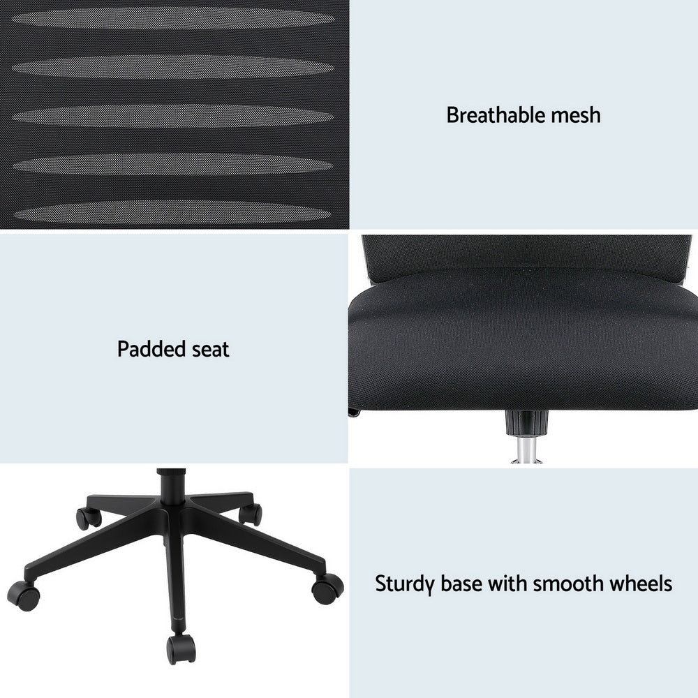 Artiss Ergonomic Office Chair Mesh Computer Desk Chairs with Lumbar Support Black