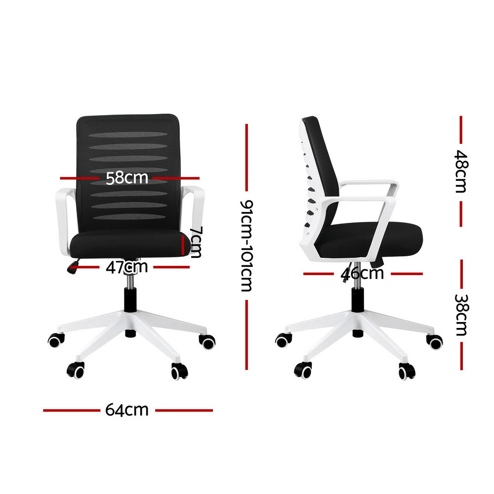 Artiss Ergonomic Office Chair Mesh Computer Desk Chairs with Lumbar Support Black and White