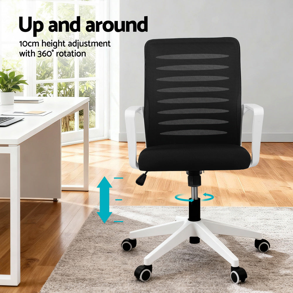 Artiss Ergonomic Office Chair Mesh Computer Desk Chairs with Lumbar Support Black and White