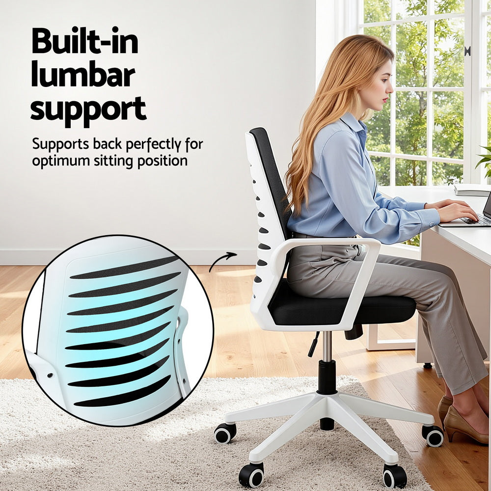Artiss Ergonomic Office Chair Mesh Computer Desk Chairs with Lumbar Support Black and White