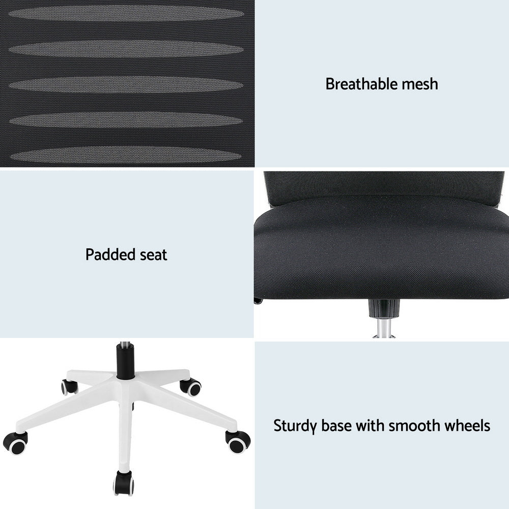 Artiss Ergonomic Office Chair Mesh Computer Desk Chairs with Lumbar Support Black and White