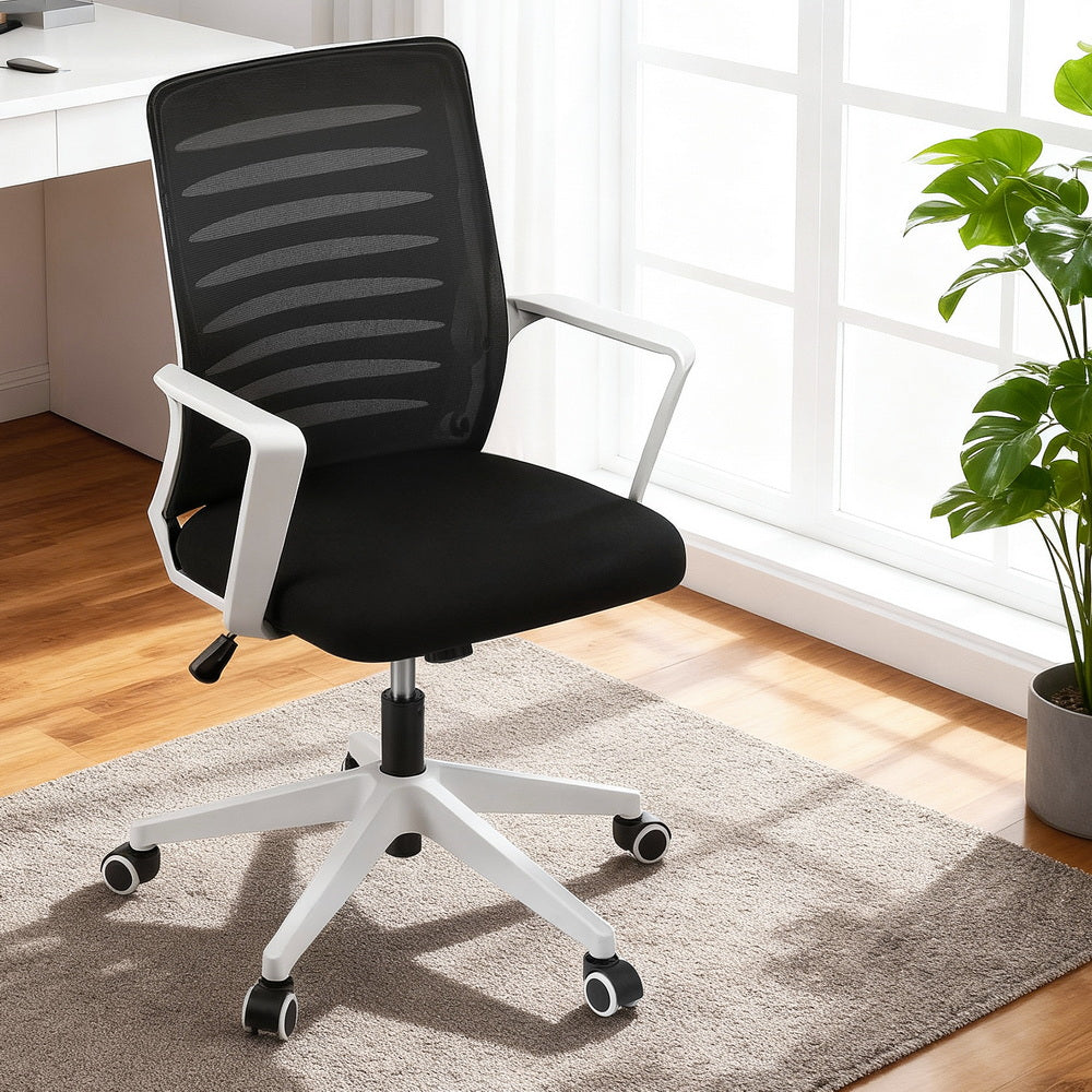 Artiss Ergonomic Office Chair Mesh Computer Desk Chairs with Lumbar Support Black and White