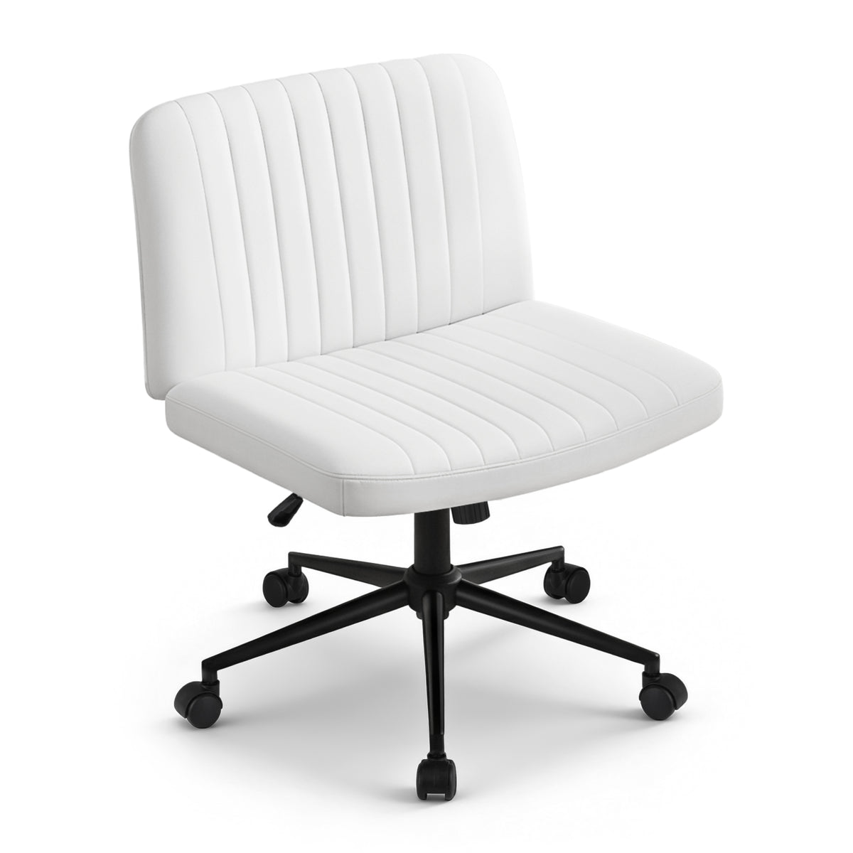 Artiss Criss Cross Chair with Wheels Wide Cross Legged Office Desk Chair PU Leather White