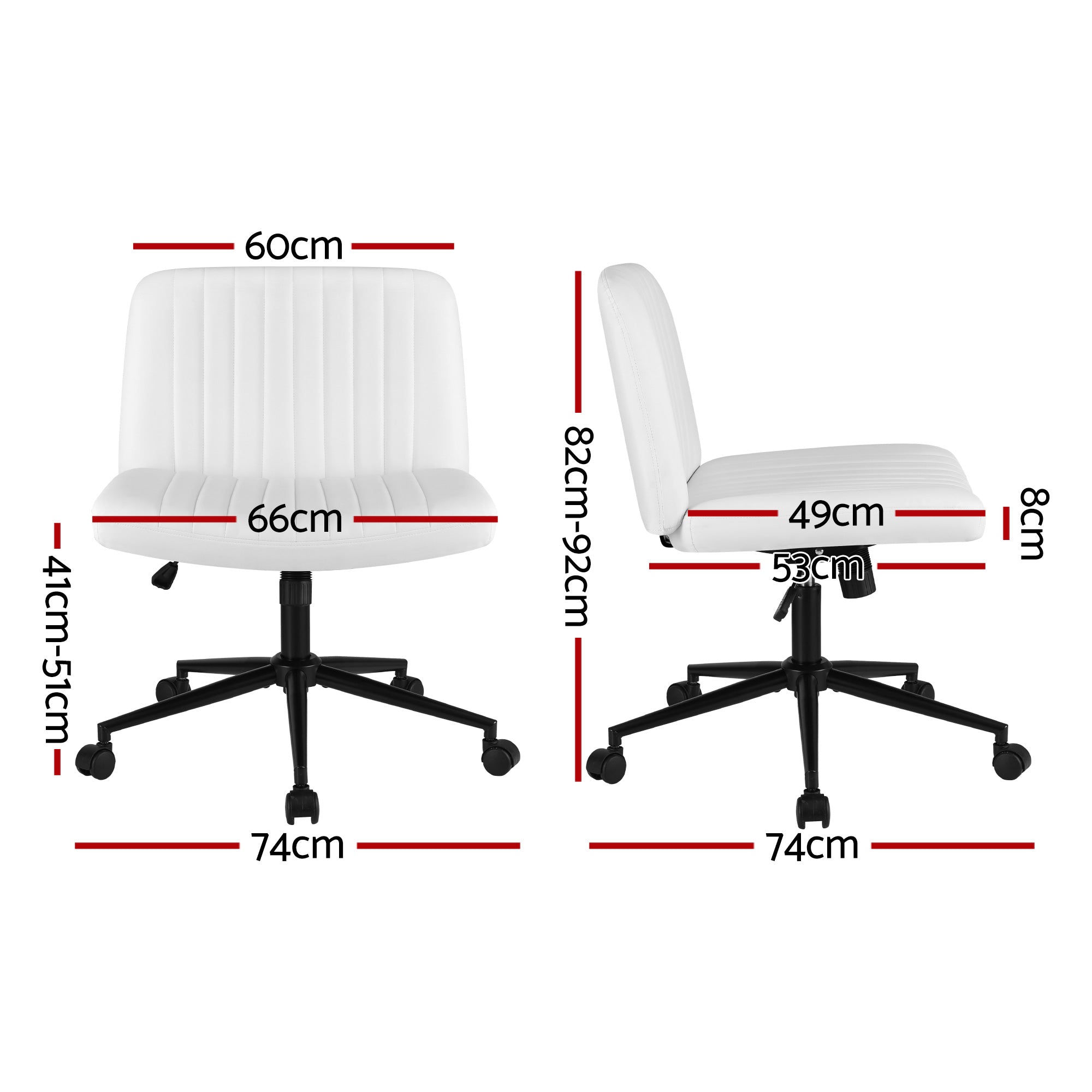 Artiss Criss Cross Chair with Wheels Wide Cross Legged Office Desk Chair PU Leather White