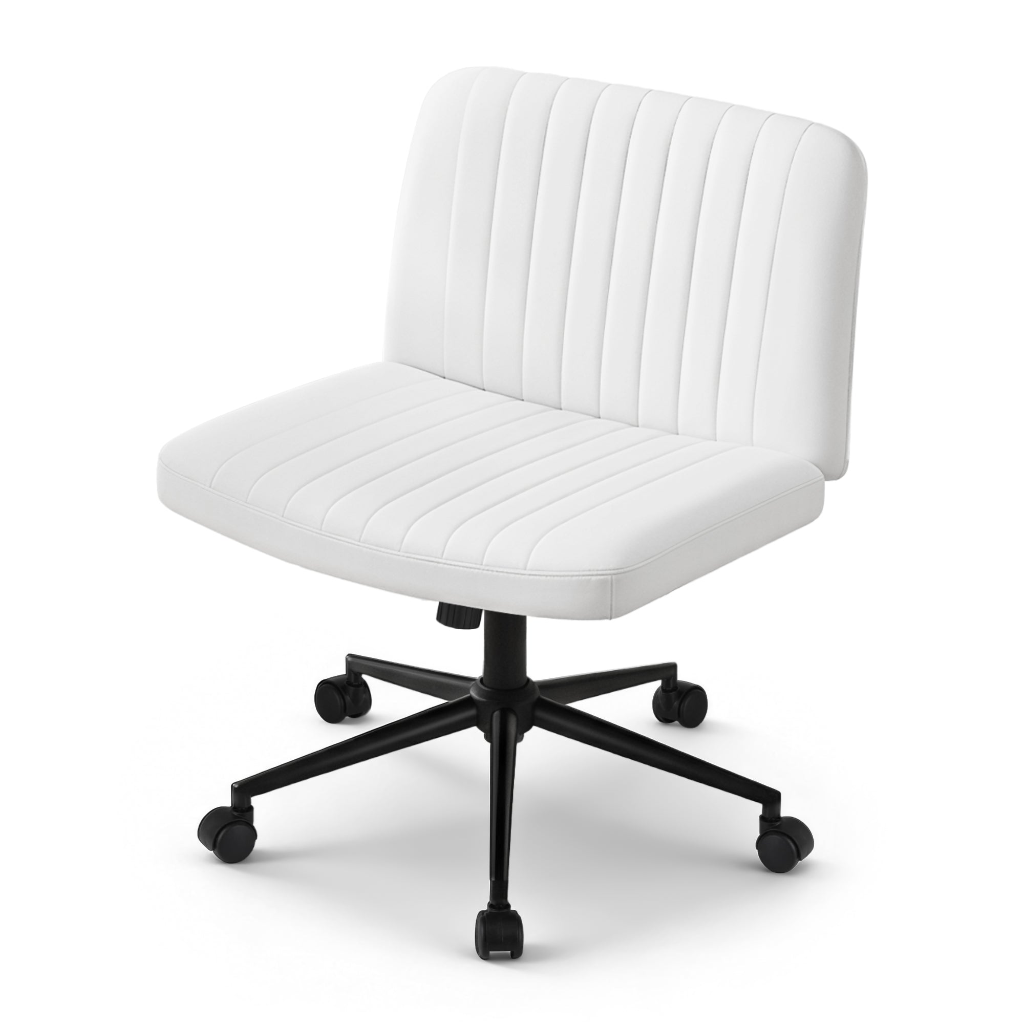 Artiss Criss Cross Chair with Wheels Wide Cross Legged Office Desk Chair PU Leather White