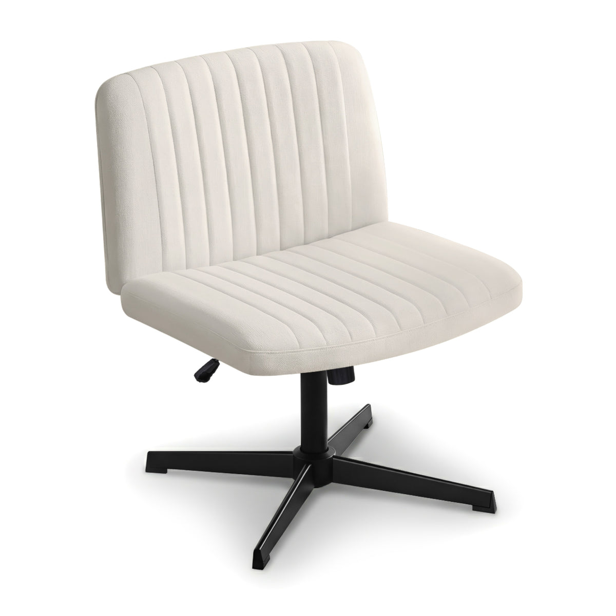 Artiss Criss Cross Chair No Wheels Fabric Wide Cross Legged Office Desk Chair Armless Beige