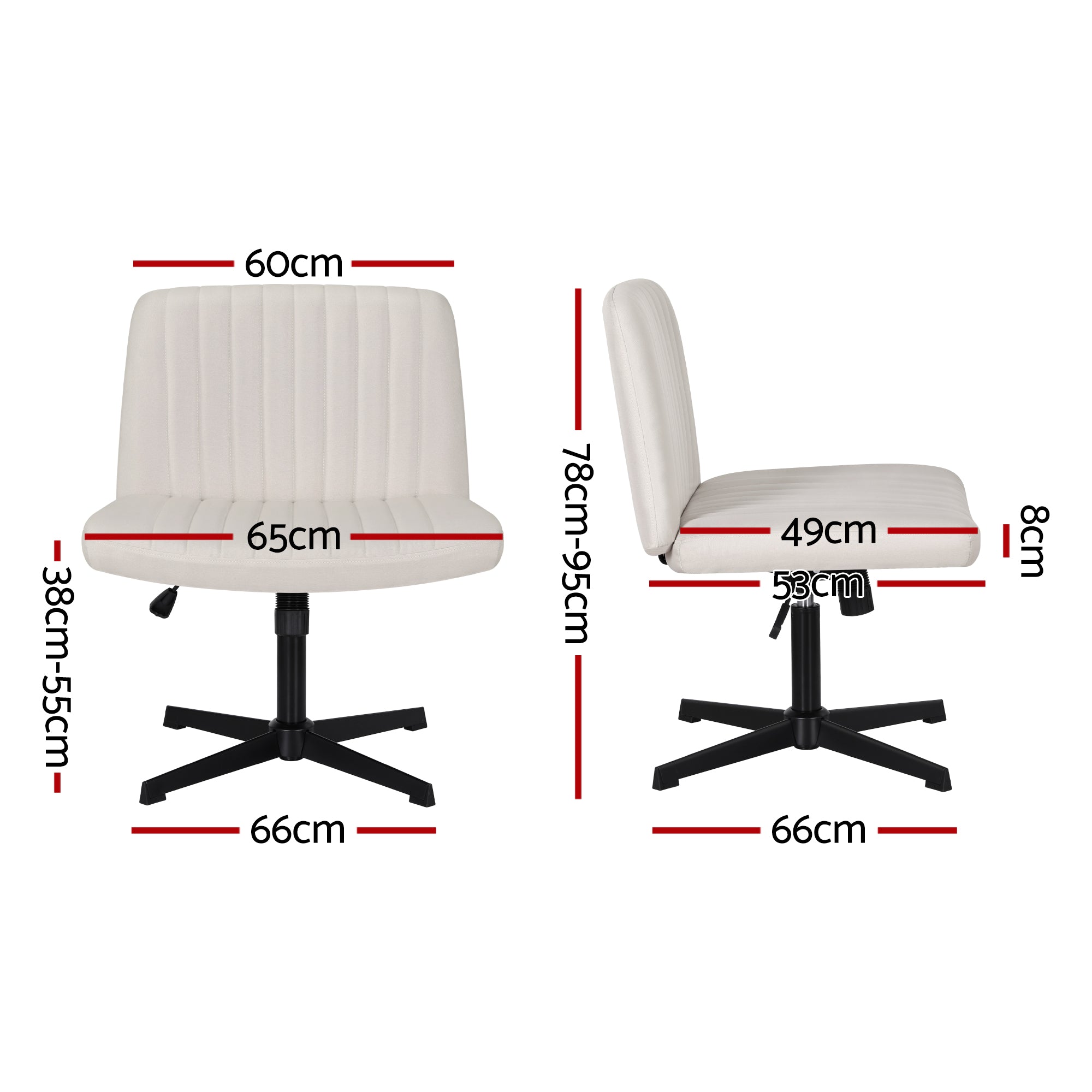 Artiss Criss Cross Chair No Wheels Fabric Wide Cross Legged Office Desk Chair Armless Beige