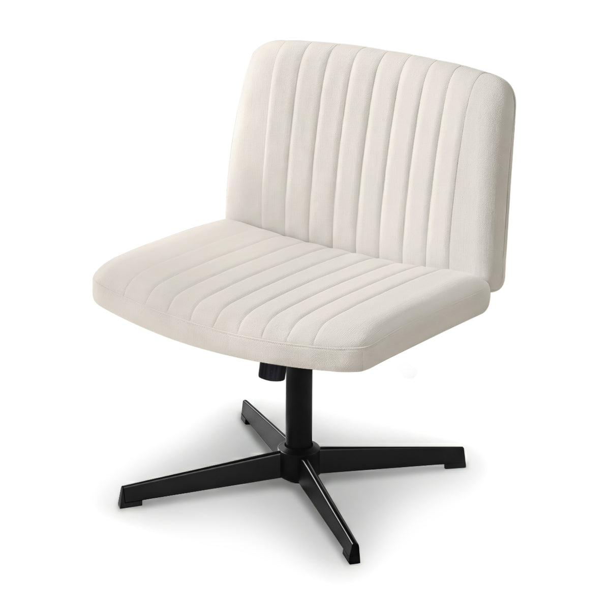 Artiss Criss Cross Chair No Wheels Fabric Wide Cross Legged Office Desk Chair Armless Beige