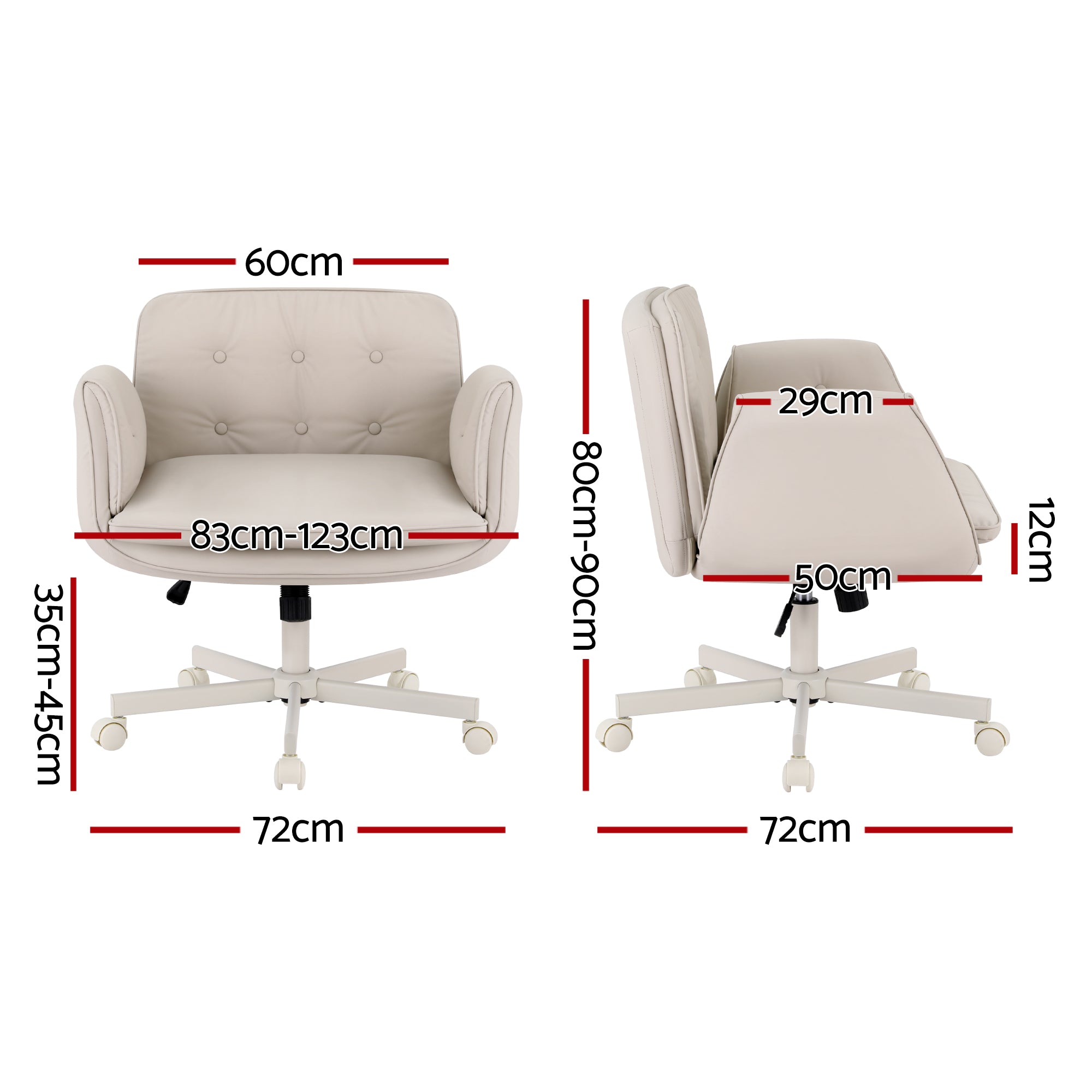 Artiss Criss Cross Chair with Wheels & Adjustable Armrests Office Desk Chair PU Leather Chair Swivel Beige