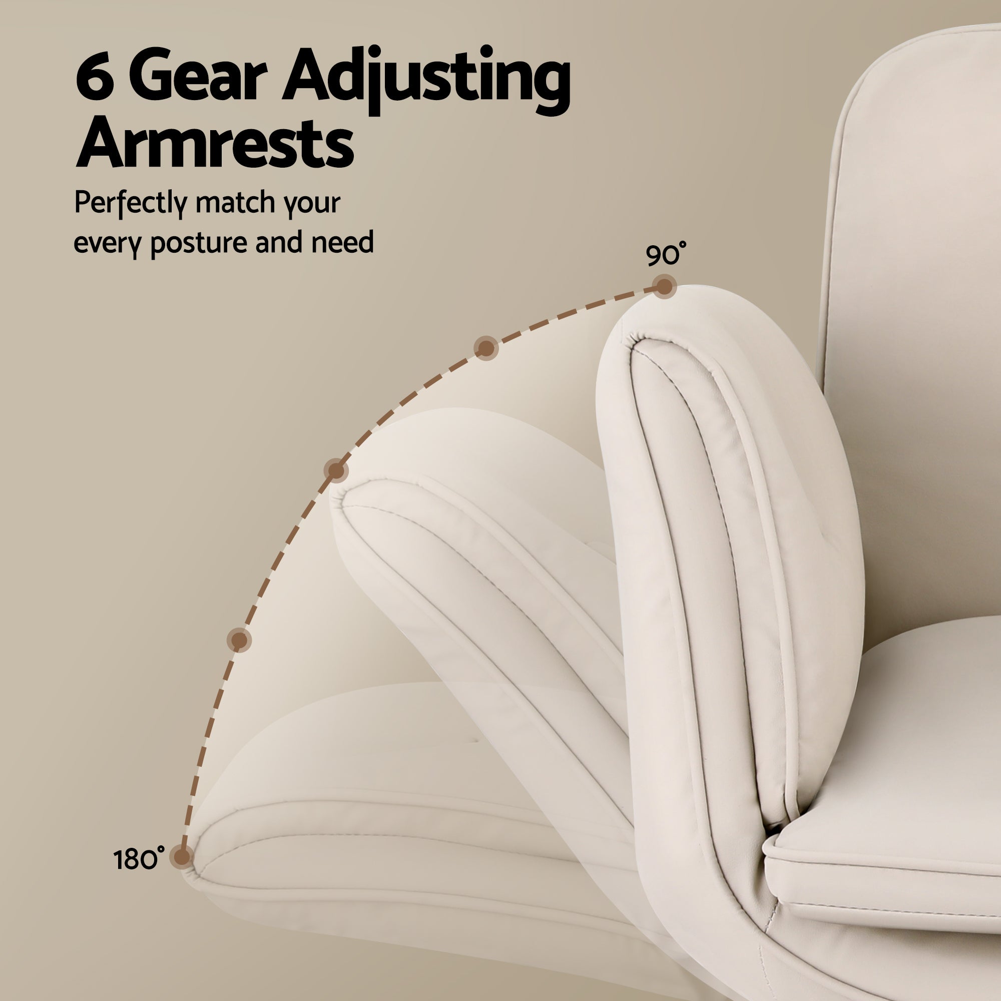 Artiss Criss Cross Chair with Wheels & Adjustable Armrests Office Desk Chair PU Leather Chair Swivel Beige
