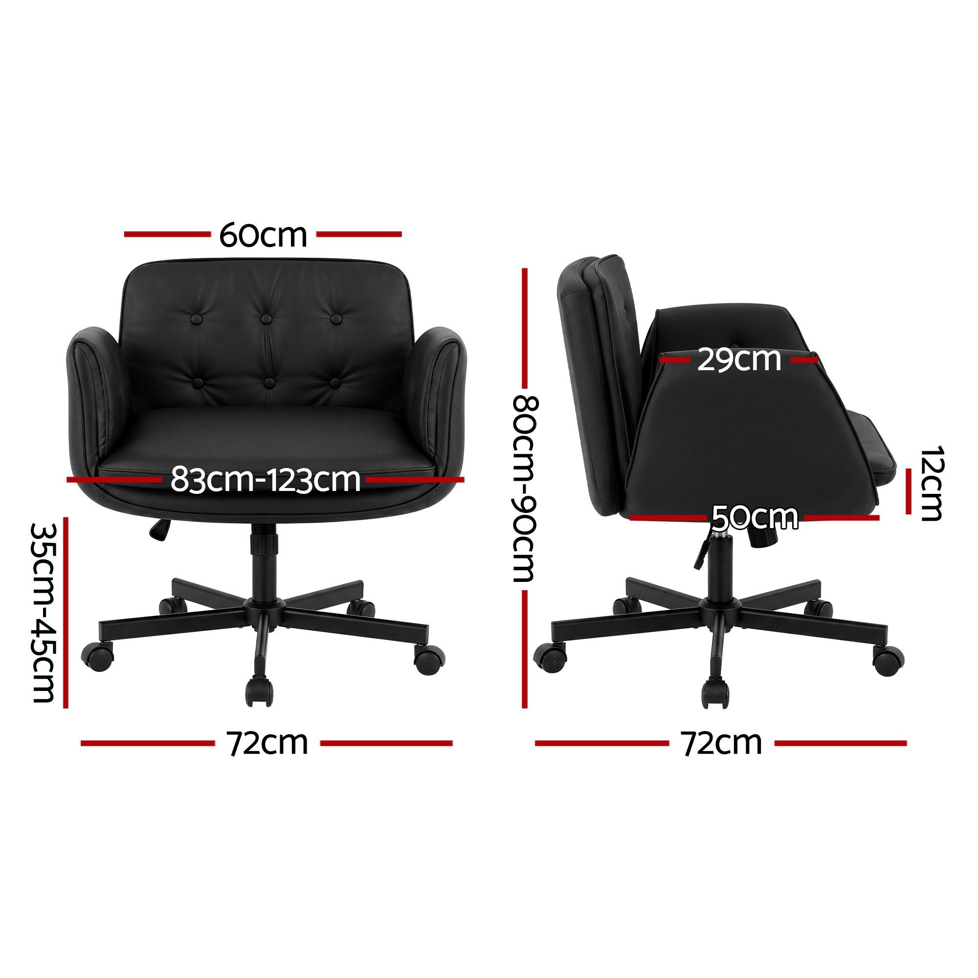Artiss Criss Cross Chair with Wheels & Adjustable Armrests, Ergonomic Cross Legged Office Desk Chair PU Leather Vanity Chair Swivel