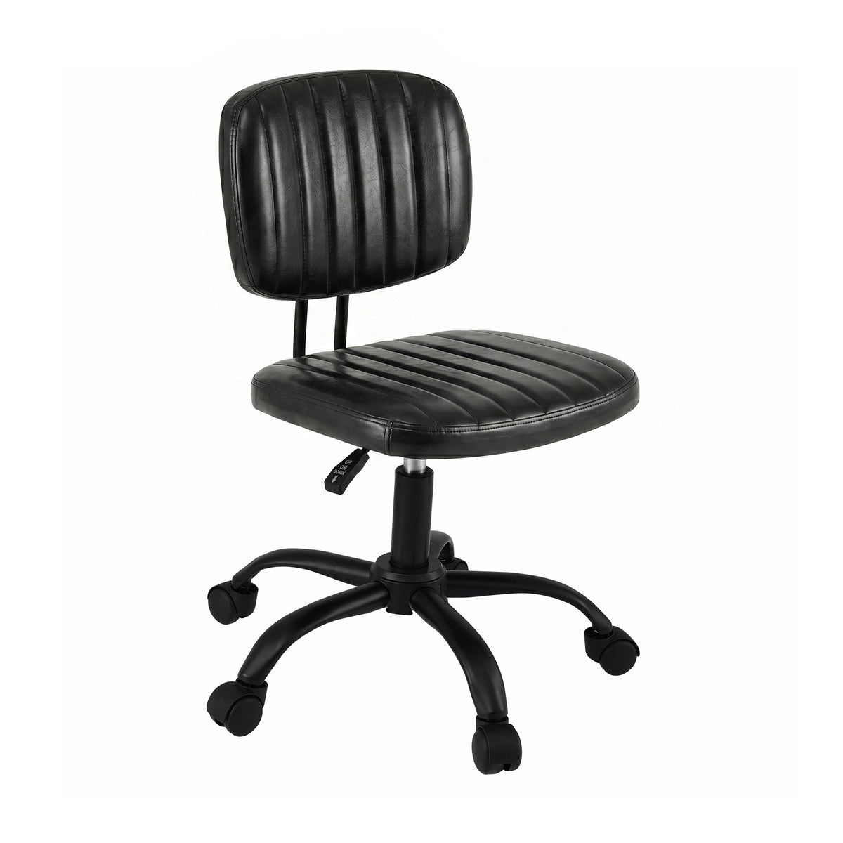 Artiss Armless Office Chair with Wheels, Ergonomic PU Leather Office Desk Chair, Height Adjustable 360° Swivel Computer Task Chair for Home Office, Study Room & Small Space, Black