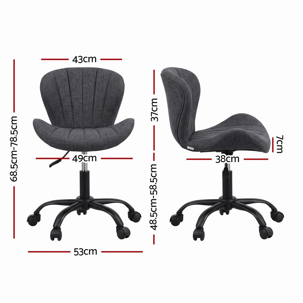 Artiss Ergonomic Office Chair Armless Height Adjustable Computer Desk Chair Grey