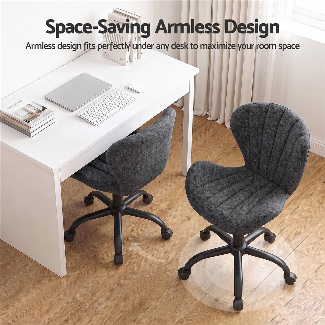 Artiss Ergonomic Office Chair Armless Height Adjustable Computer Desk Chair Grey
