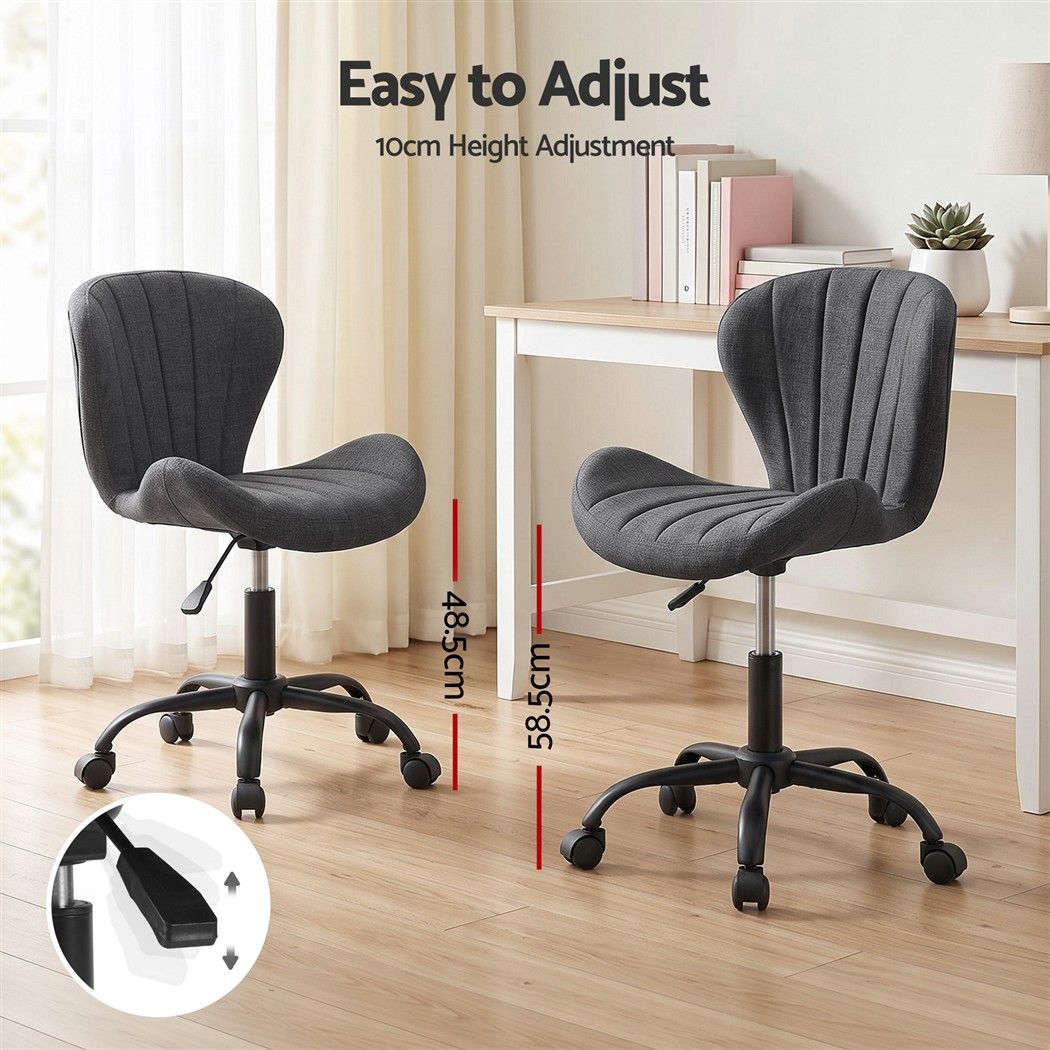 Artiss Ergonomic Office Chair Armless Height Adjustable Computer Desk Chair Grey