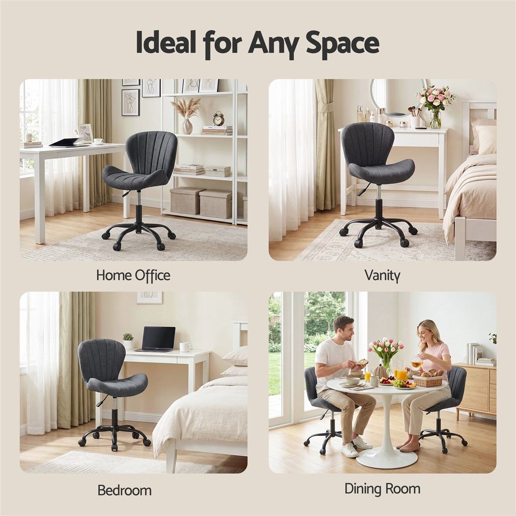 Artiss Ergonomic Office Chair Armless Height Adjustable Computer Desk Chair Grey