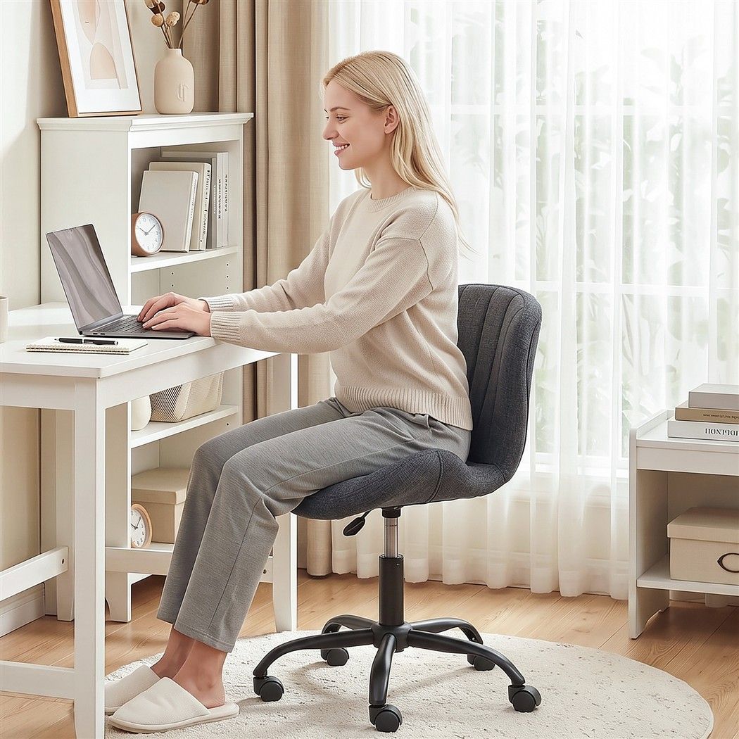 Artiss Ergonomic Office Chair Armless Height Adjustable Computer Desk Chair Grey