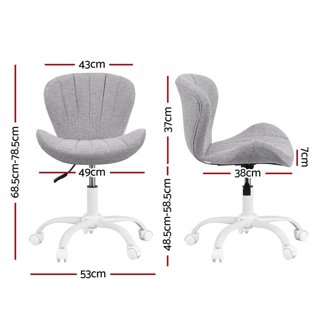 Artiss Ergonomic Office Chair Armless Height Adjustable Computer Desk Chair Grey