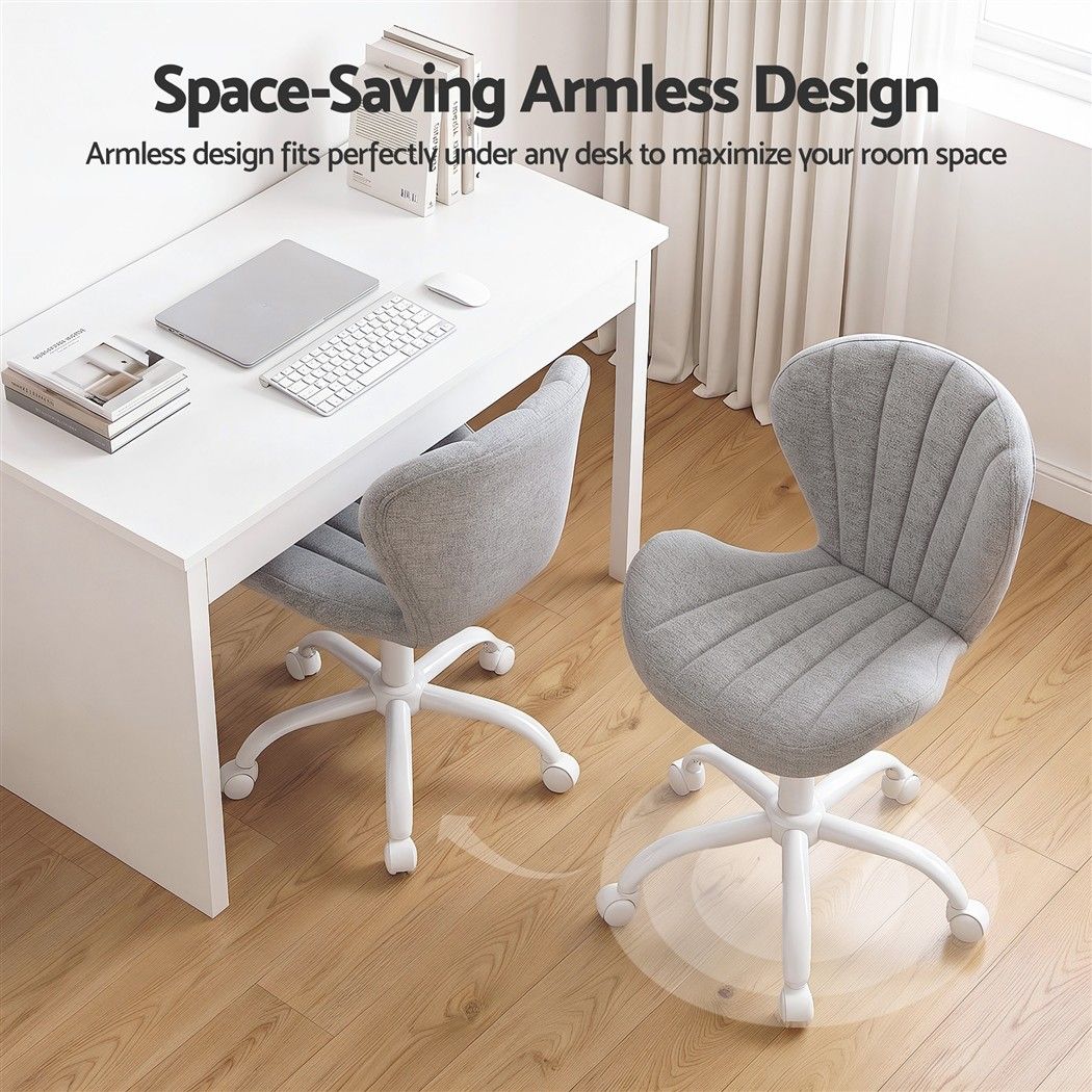 Artiss Ergonomic Office Chair Armless Height Adjustable Computer Desk Chair Grey