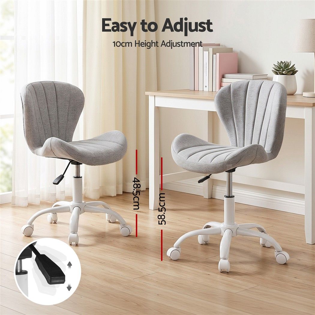 Artiss Ergonomic Office Chair Armless Height Adjustable Computer Desk Chair Grey