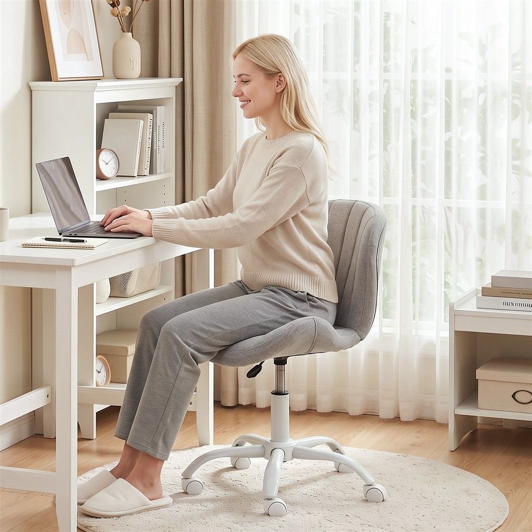 Artiss Ergonomic Office Chair Armless Height Adjustable Computer Desk Chair Grey