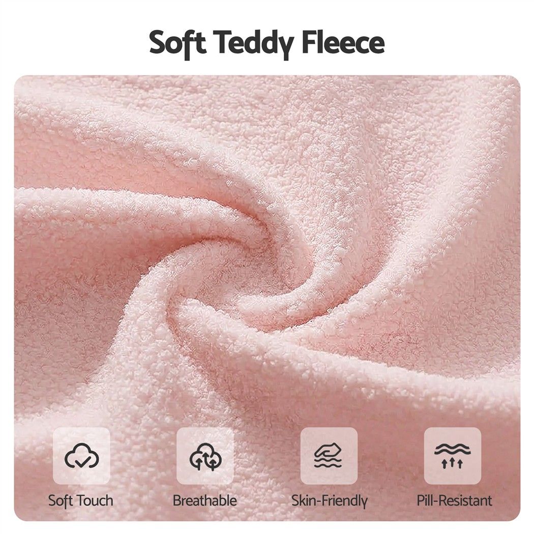 Artiss Office Chair Armless Swivel Vanity Desk Chair Wheels Teddy Fleece Pink