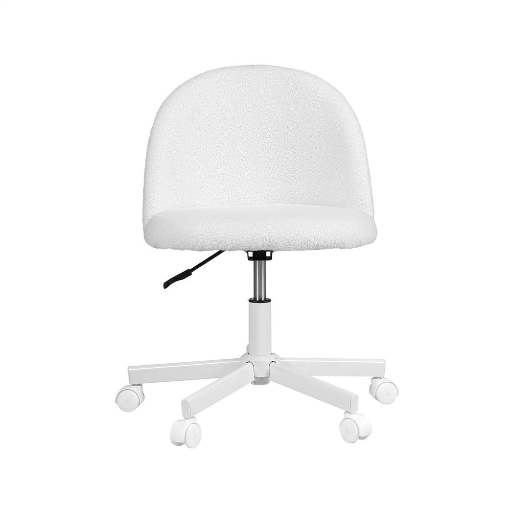 Artiss Office Chair Armless Swivel Vanity Desk Chair Wheels Teddy Fleece White