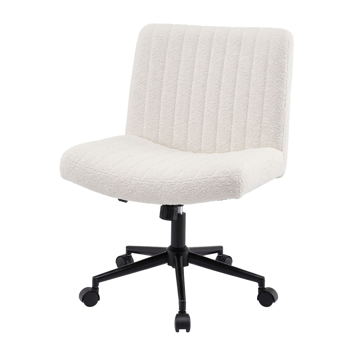 Artiss Armless Cross Legged Office Chair Wide Seat Vanity Chair Teddy Beige