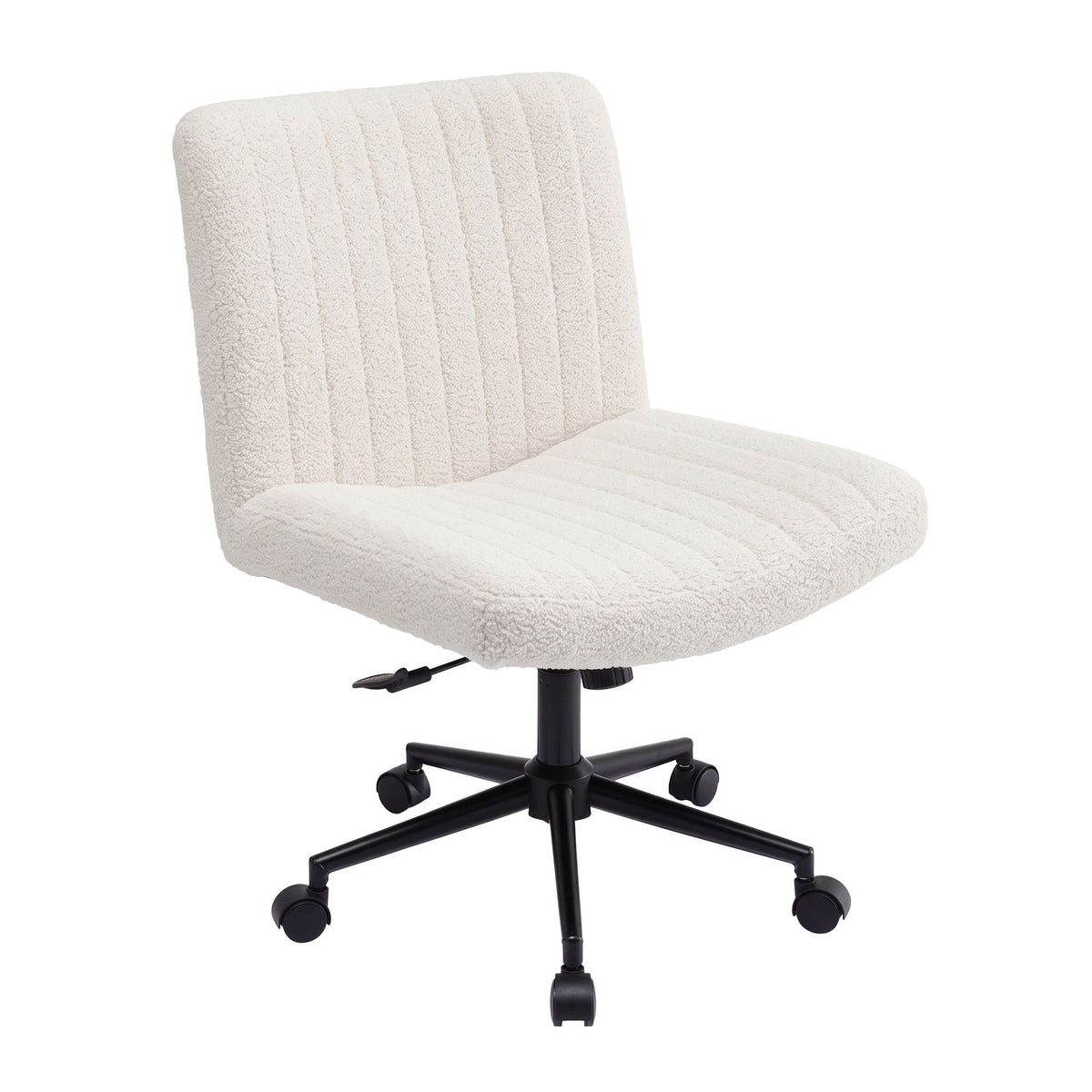 Artiss Armless Cross Legged Office Chair Wide Seat Vanity Chair Teddy Beige