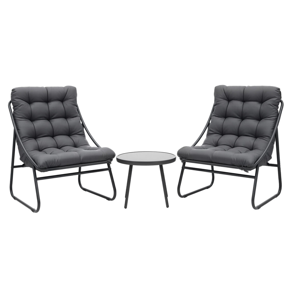 Gardeon 3PC Outdoor Bistro Set Patio Furniture Table and Chairs Steel Dining Chair