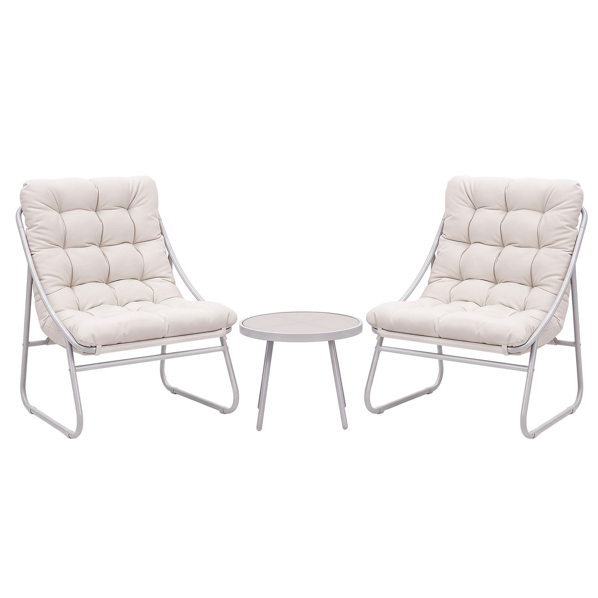 Gardeon 3PC Outdoor Bistro Set Patio Furniture Table & Steel Chair Dining Khaki