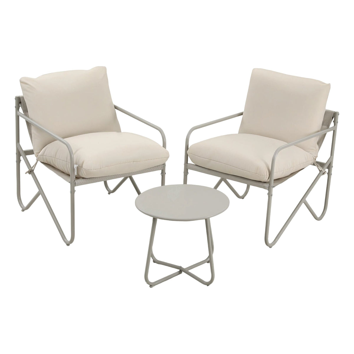 Gardeon 3 Piece Outdoor Bistro Set Patio Furniture Table and Chairs Khaki