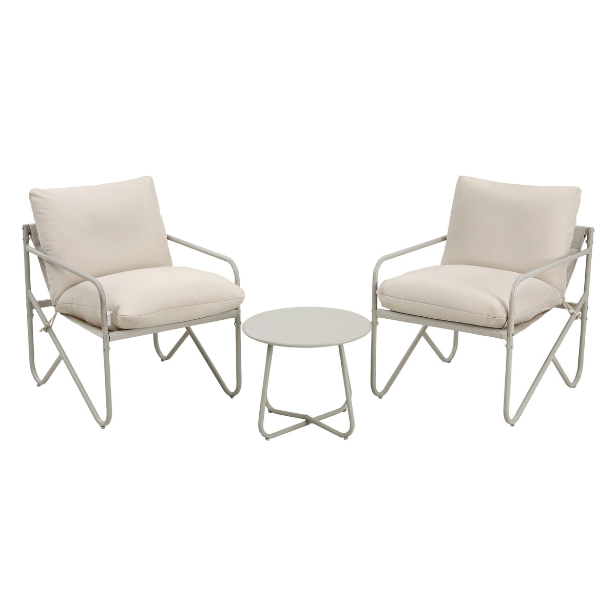 Gardeon 3 Piece Outdoor Bistro Set Patio Furniture Table and Chairs Khaki