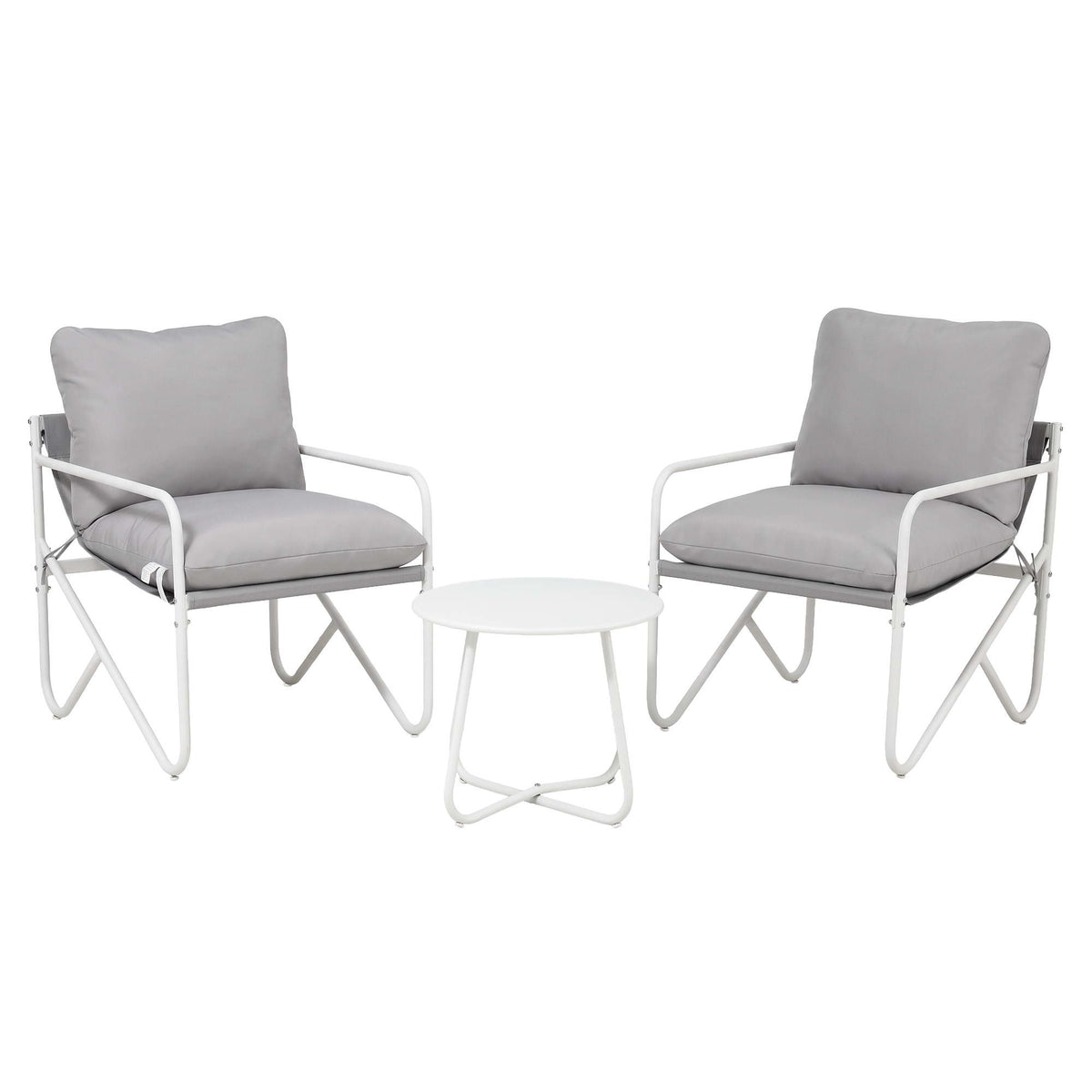 Gardeon Outdoor Bistro Set 3 Piece Patio Conversation Table and Chairs Grey