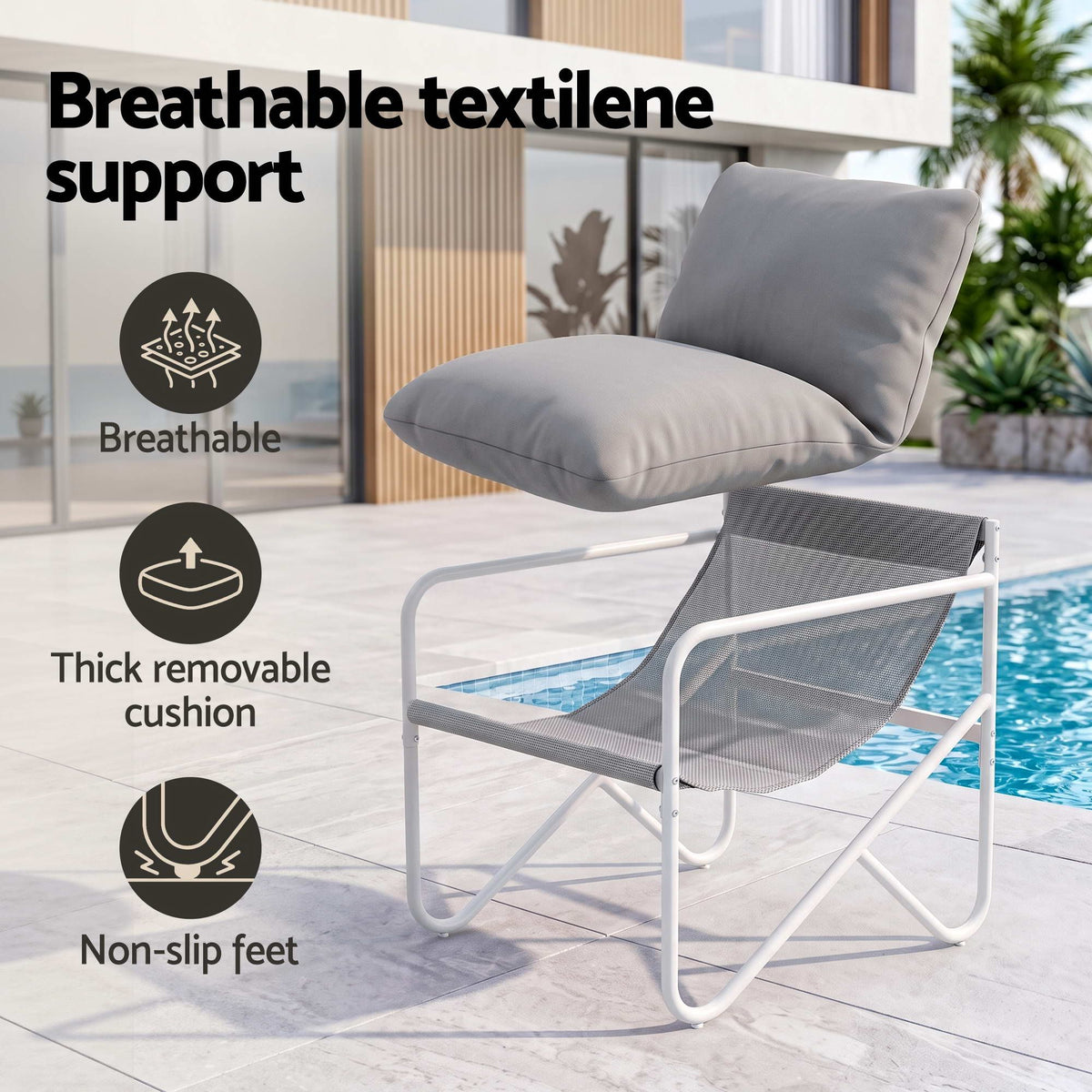 Gardeon Outdoor Bistro Set 3 Piece Patio Conversation Table and Chairs Grey