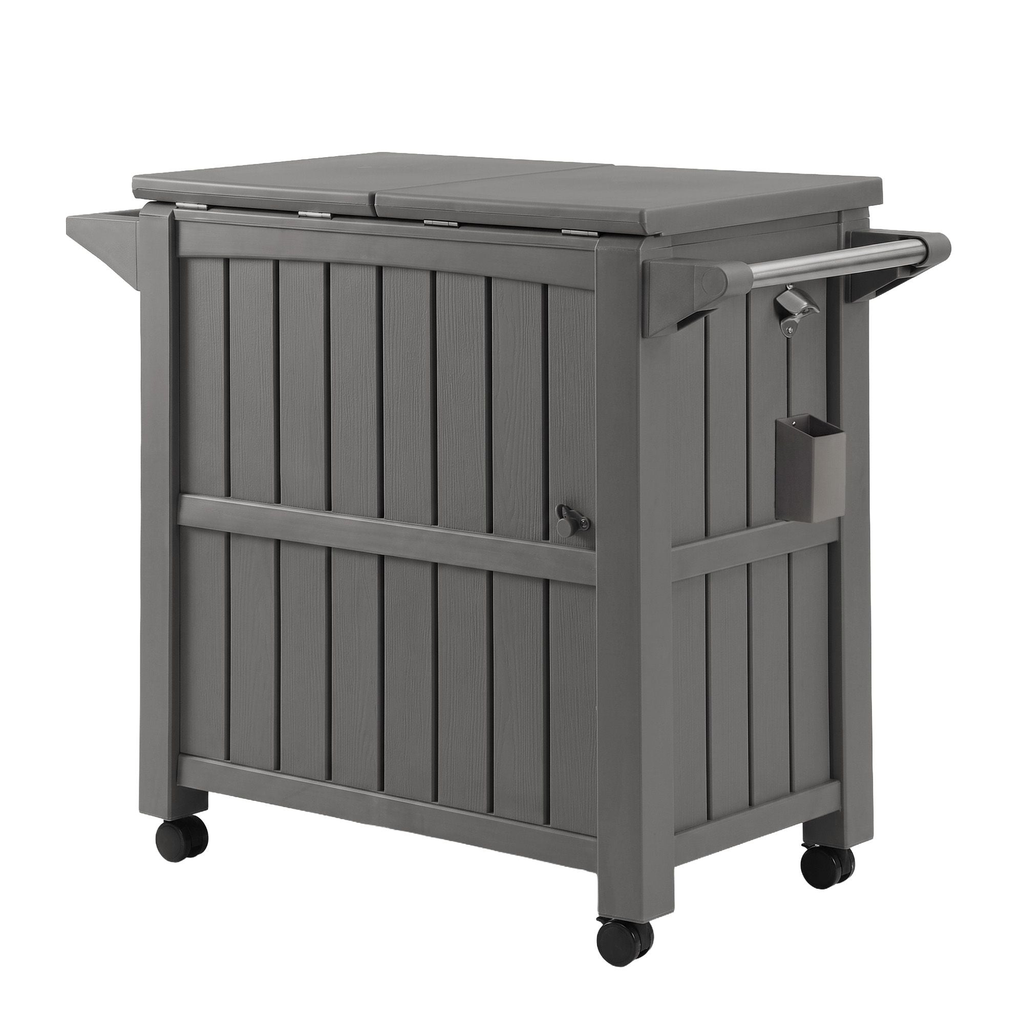 Gardeon Outdoor Storage Cabinet Box 80L Ice Bucket Cooler Rolling Kitchen Trolley Brown